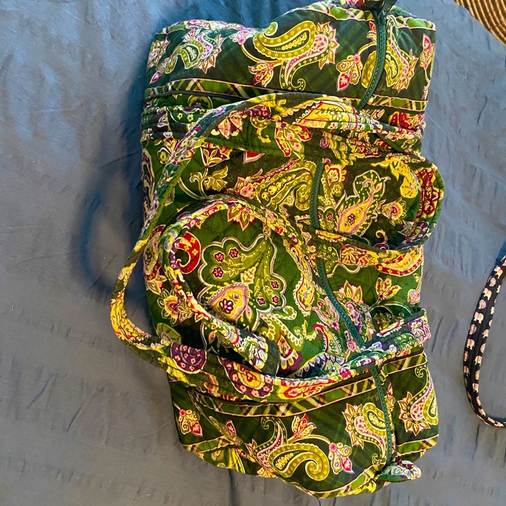 Small Vera Bradley travel duffel bag green paisley